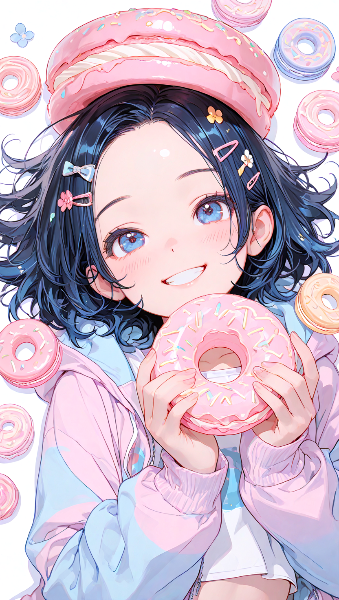 ドーナツの夢に包まれた少女の甘い瞬間