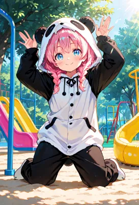 パンダの着ぐるみで公園大冒険！