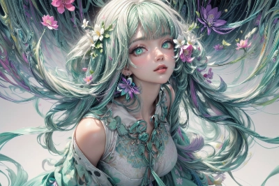 +上目遣い+サイケデリックアート