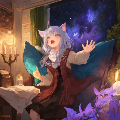 星空に手を伸ばす猫娘