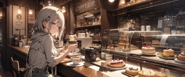 ケーキの充実したコーヒーショップ