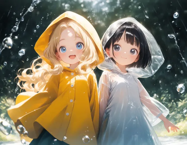 黒髪＆ブロンド・雨粒