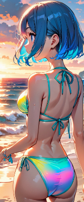 夕陽と水着