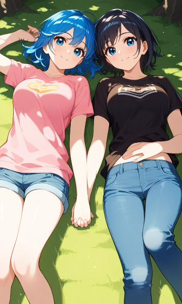 青髪ちゃんと黒髪ちゃん