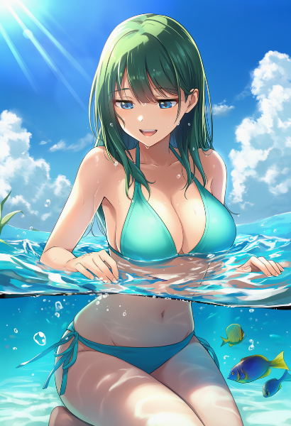 青い海に浮かぶ緑髪の少女の秘密