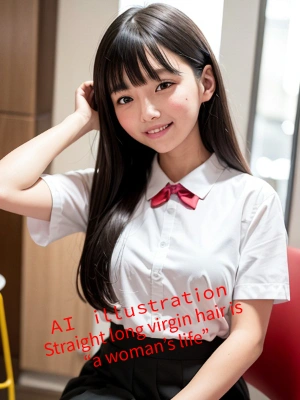 ストレートロングの黒髪美少女