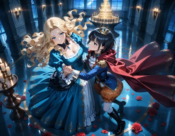 黒髪＆ブロンド・お城の舞踏会