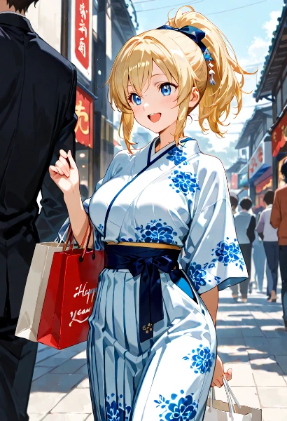 浴衣の少女と夏祭りの甘いデート