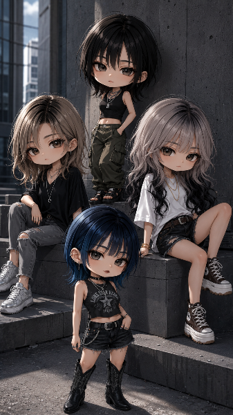 ちびキャラ化🖤（クール、レージュ、ウルフ、あおい）