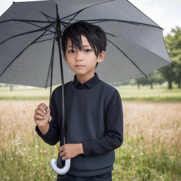 傘をさしたショタ
