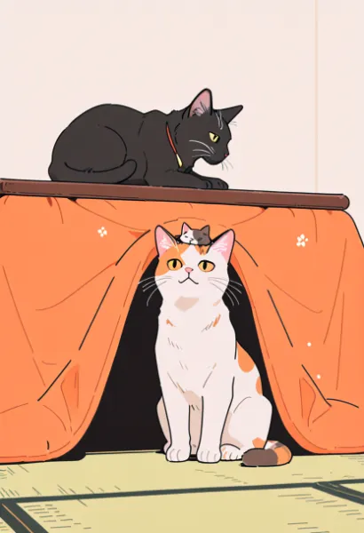 隠れ家を守る黒猫と三毛の冒険