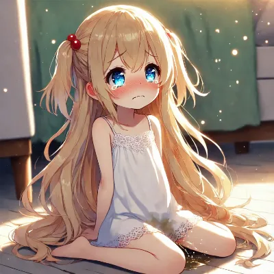キャミワンピ少女がおもらし