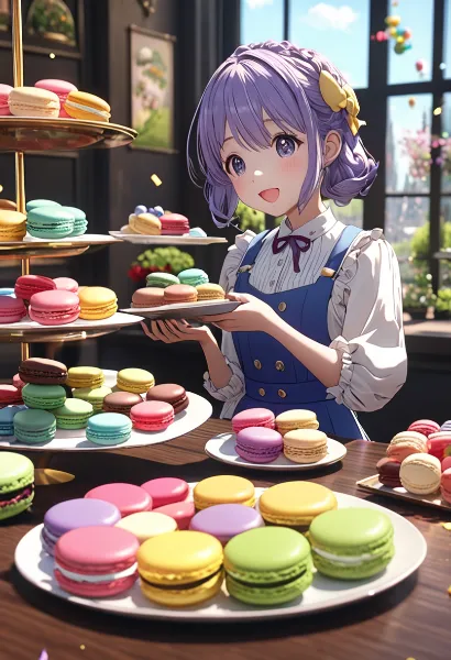 紫髪少女のマカロン夢工房