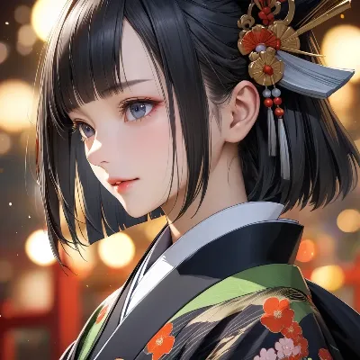 夜祭りの着物美人