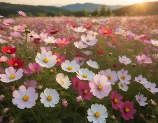 夕陽に揺れるコスモスの秘密の約束
