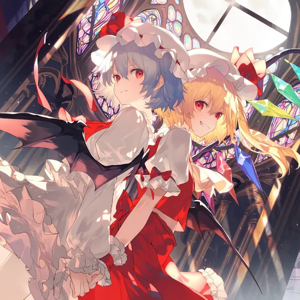 紅魔姉妹と輝くステンドグラス
