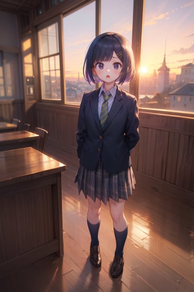 レトロな木造校舎内に立つロリJK