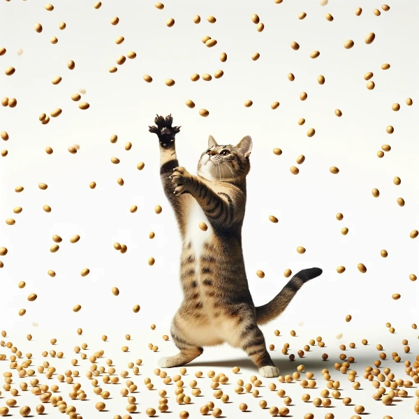 盛大に豆をまく猫さん