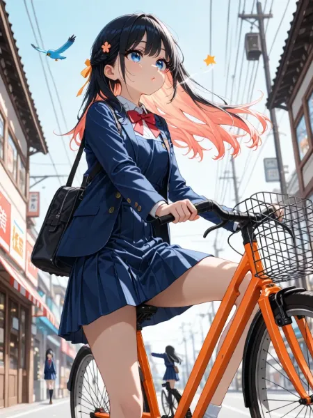 自転車で風を切る少女🚲