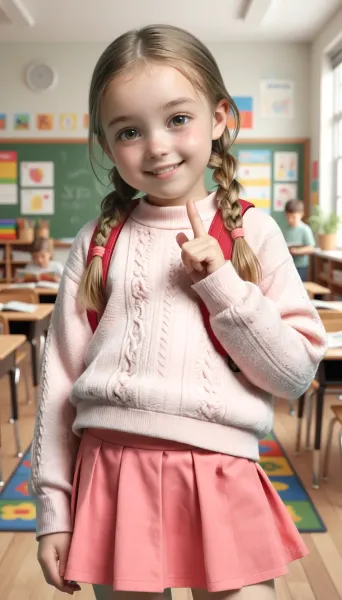 ニットのセーターとプリーツスカートのコーデ