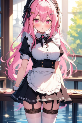 パンツを見られたメイドさんが怒って水を撒いたので、カフェが水浸しになってしまったの図