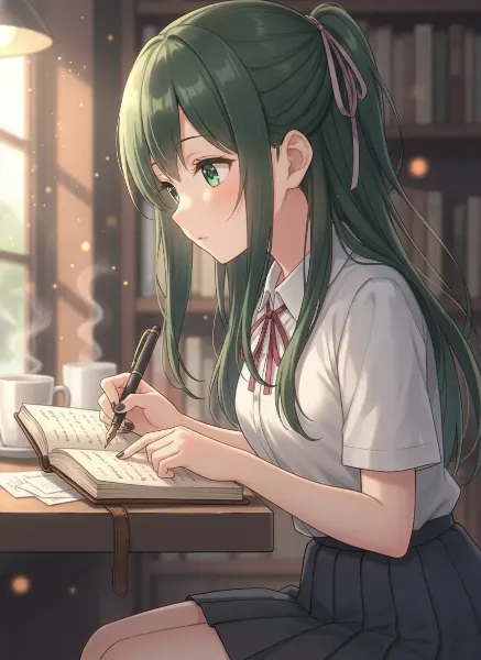 想いをノートに綴る文学少女