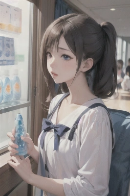 ラムネを飲む少女