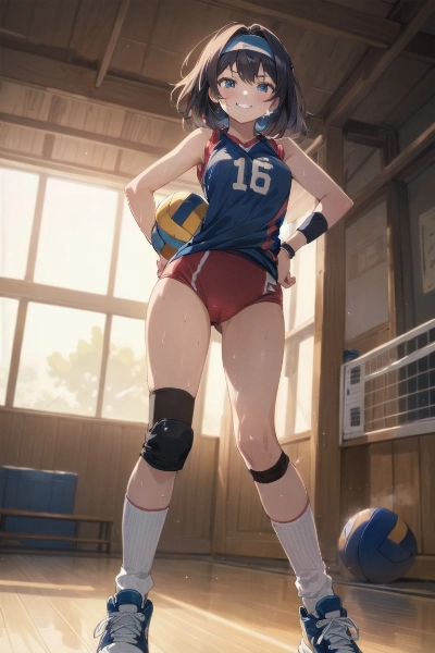 見下ろすドッジボール少女