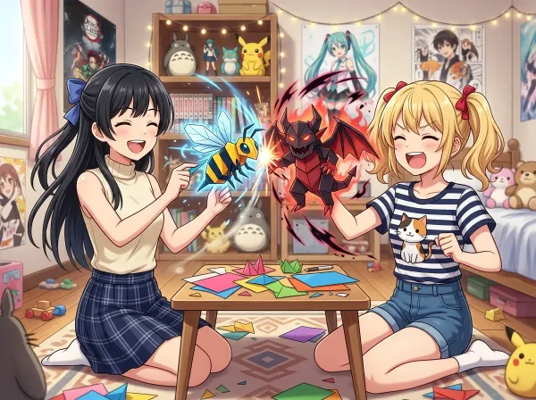 折り紙の魔法バトル！少女たちの秘密の遊び