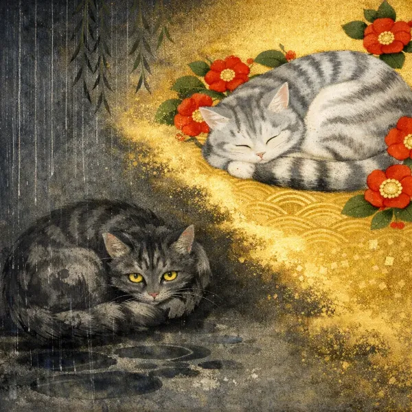 雨影の猫と黄金の夢眠り