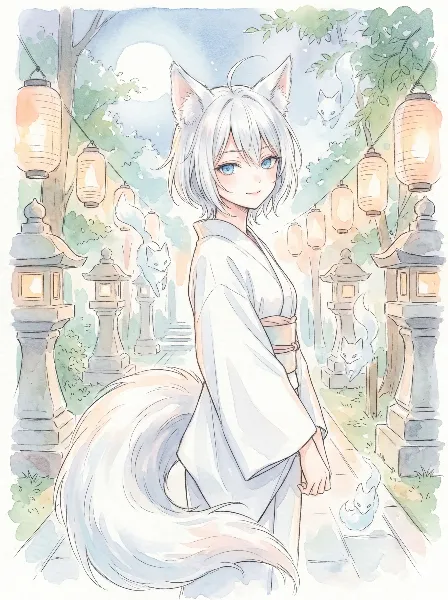 月夜の白狐少女