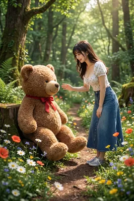 森のテディベアと少女