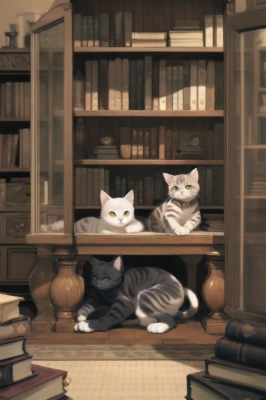猫のいる書棚