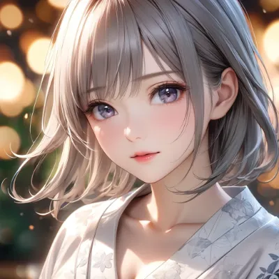 夕暮れの銀髪少女