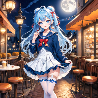 夜のカフェ