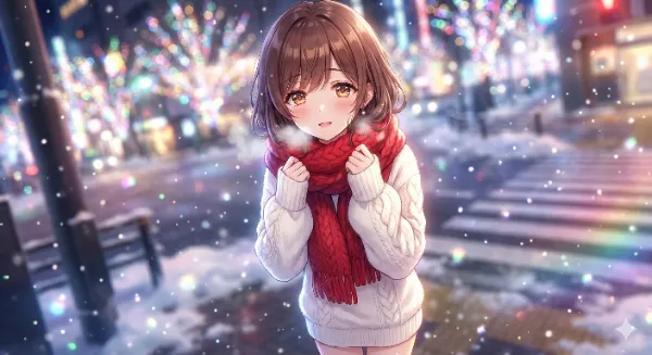 雪舞う街角の約束の瞬間