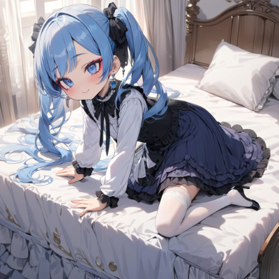 お出かけ前にくつろいでる青髪さん