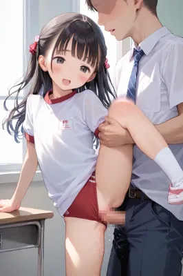 【サンプル】体操服〇リ〇リJ〇ちゃんたちに立位挿入（６枚）