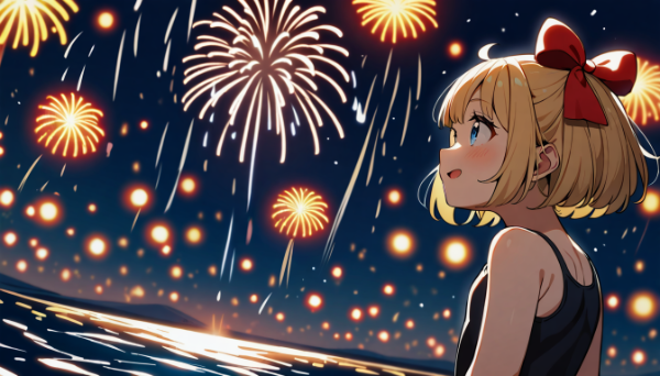 海と花火と水着なムスメさん