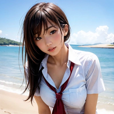 少女と海