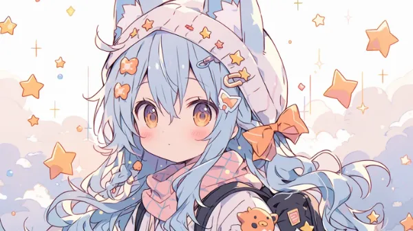 星降る空で微笑む猫耳少女