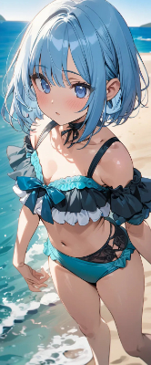 素敵な水着の青髪さん