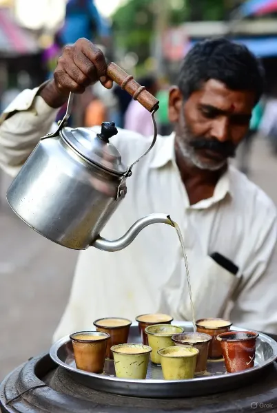 チャイの路上販売(インド式)