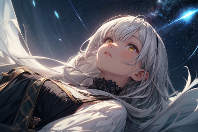 流れ星を見ている愛娘