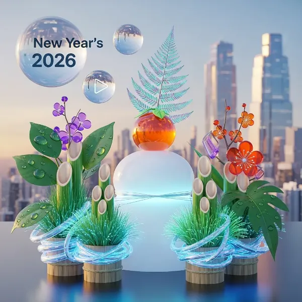 未来的な雰囲気の鏡餅