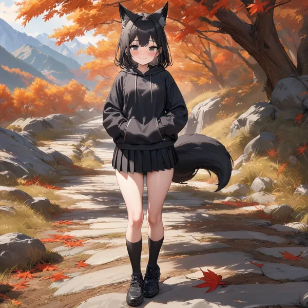 黒髪狐耳の女の子1