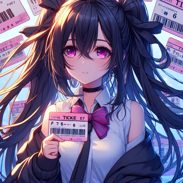 チケットと、黒髪ツインテール少女★(3枚)