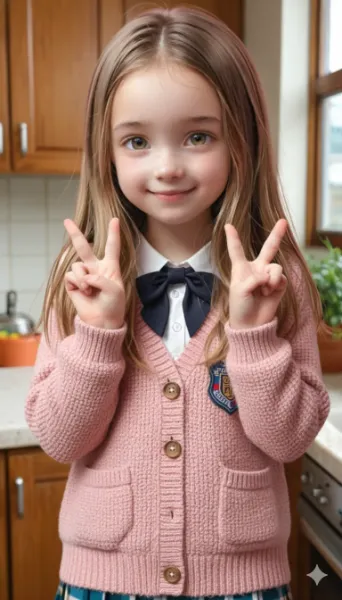 スクールカーディガンとチェックスカートのコーデ