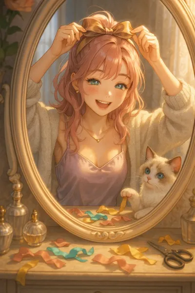 鏡の前で紡ぐ朝のリボン物語
