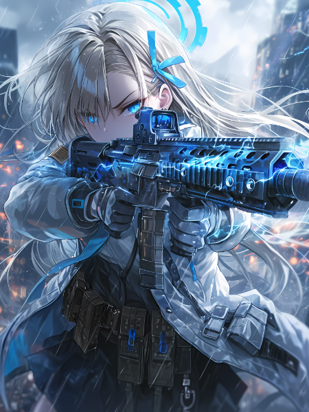 アサルトライフルを撃つブルアカのアスナ！